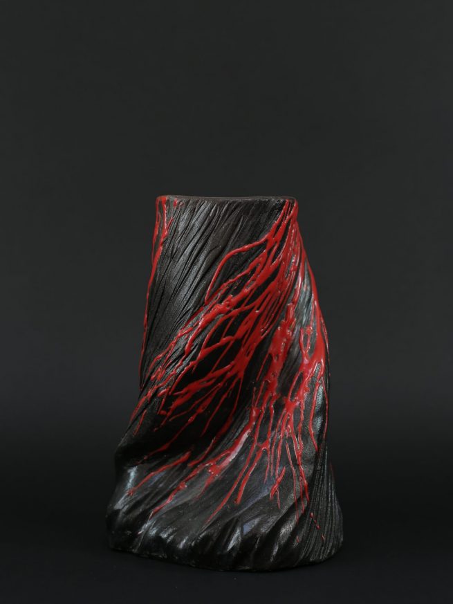 vase raku rouge ceramique Barbara Billoud